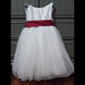 David’s Bridal Flower Girl Dress with Tulle and Ribbon Waist